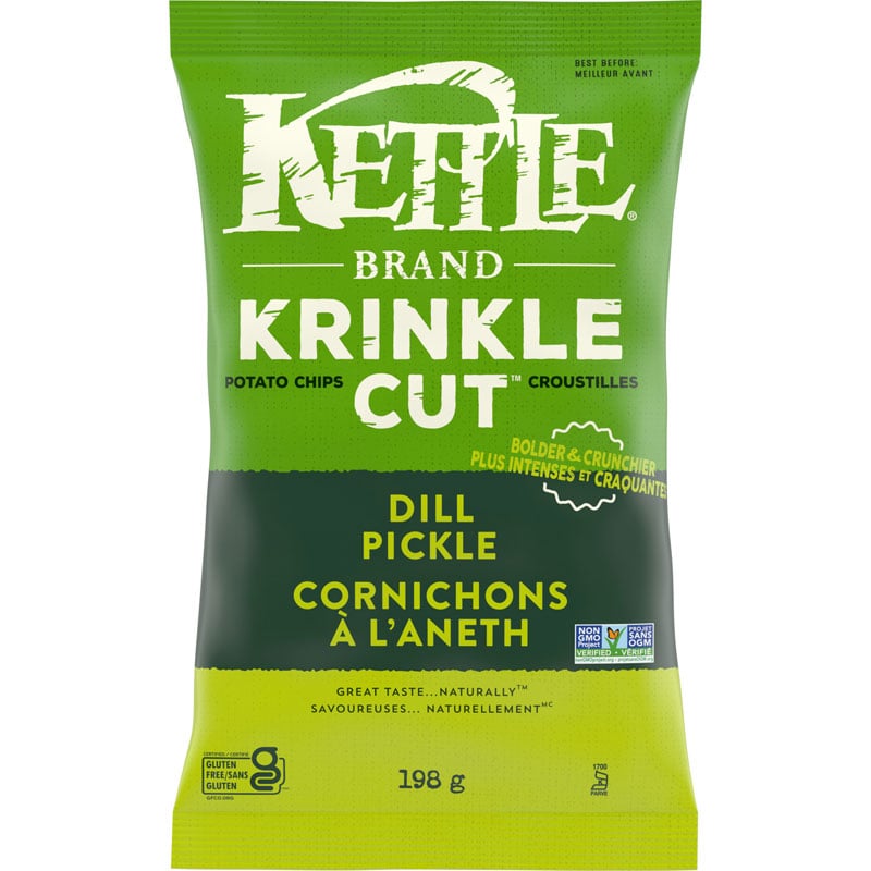 Kettle Brand Krinkle Cut Dill Pickle Potato Chips, 198 g
