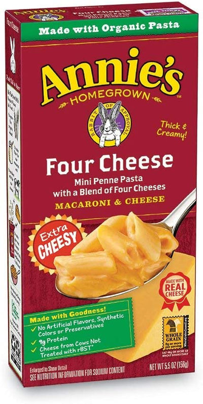 Annie's Four Cheese Mini Penne Pasta with a Blend of Four Cheeses Macaroni & Cheese, 156 g