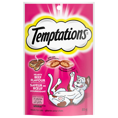TEMPTATIONS Hearty Beef Flavor Treats for Cats 85g