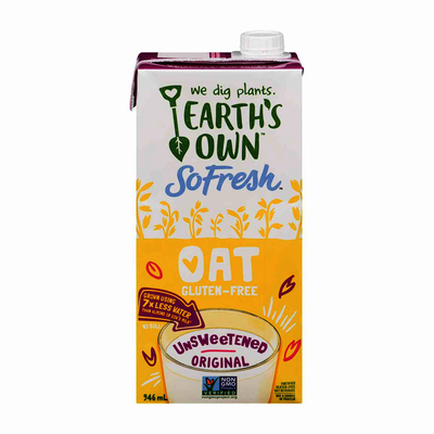 Earth's Own Unsweetened Original Gluten Free Oat Beverage, 946 mL