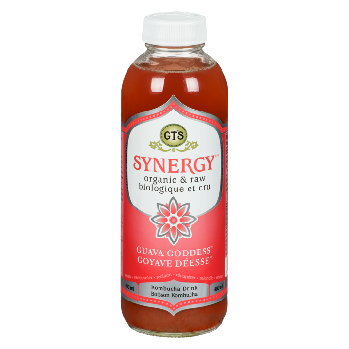 GT'S Synergy Organic Guava Goddess Kombucha Drink, 480 mL