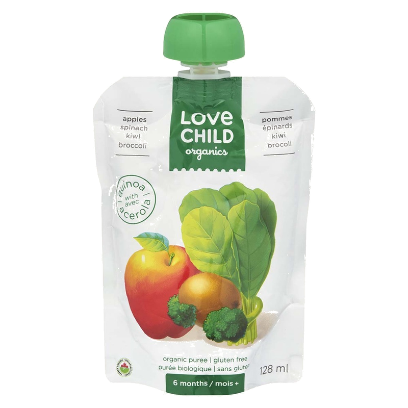 LOVE CHILD ORGANICS Apples, Spinach, Kiwi, and Broccoli Puree 128ml