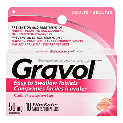 GRAVOL Adult Motion Sickness Tablets 10's