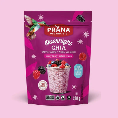 Prana Organic Vegan Overnight Berry Fairy Oats With Chia Mix, 300 g