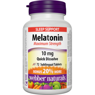 Webber Naturals Maximum Strength Quick Dissolving Melatonin Sleep Support, 72 ct