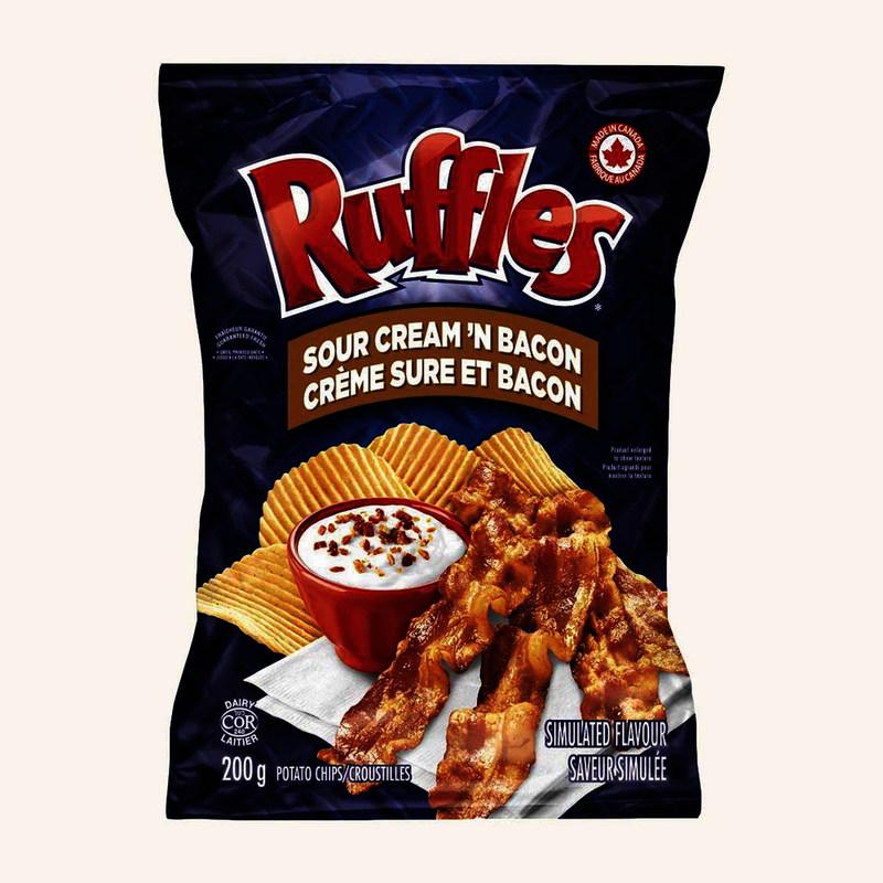 RUFFLES Sour Cream'n Bacon Potato Chips 200g