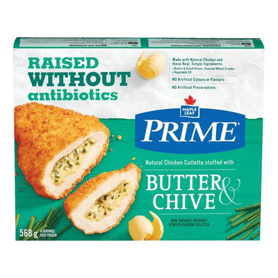Maple Leaf Prime Natural Chicken Cutlette Stuffed With Butter Chive, 568 g