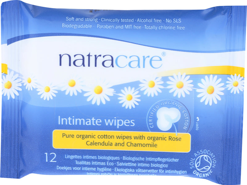 Natracare Organic Cotton Intimate Wipes 12 wipes