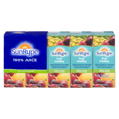 Sunrype 100% Juice Fruit Medley, 5 ct