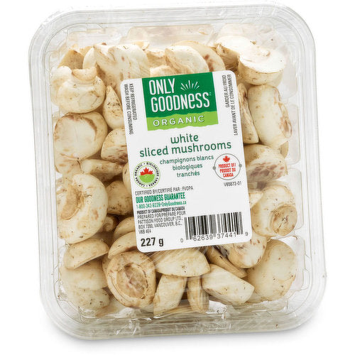 Only Goodness Organic White Sliced Mushrooms, 227 g
