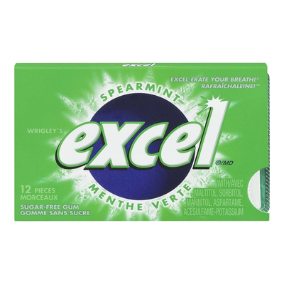 EXCEL Sugar-Free Spearmint Gum 12 Pack