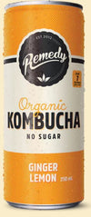Remedy No Sugar Organic Ginger Lemon Kombucha, 250 mL