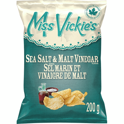 MISS VICKIES Sea Salt & Malt Vinegar Flavour Kettle Cooked Potato Chips 200g