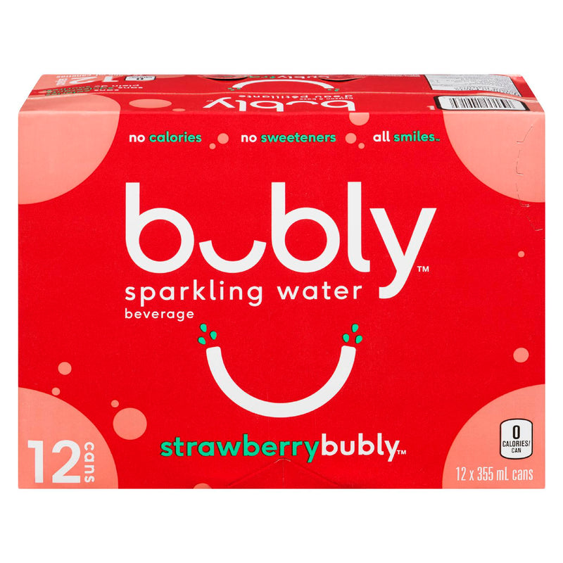 BUBLY Strawberry Sparkling Water 355ml 12 Pack