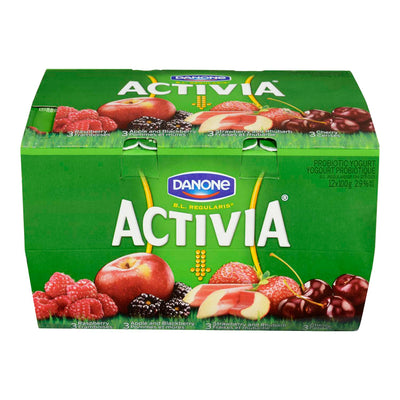 Danone Activia Probiotic Yogurt Raspberry, Apples and Blackberries, Strawberry and Rhubarb, 100 g