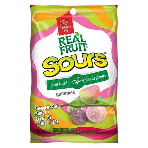 Dare Candy Co. Real Fruit Sours Plant Base Gummies, 180 g
