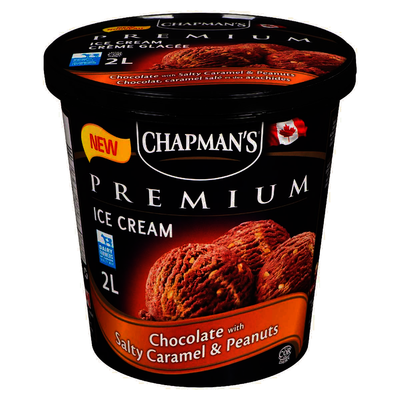 CHAPMAN'S Premium Ice Cream, Chocolate With Salty Caramel & Peanuts 2L