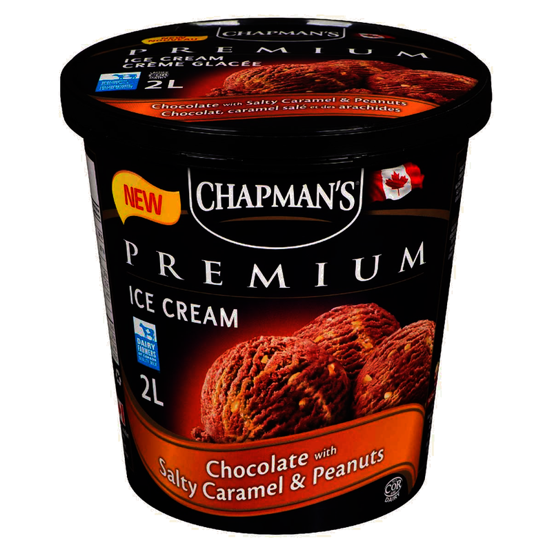 CHAPMAN'S Premium Ice Cream, Chocolate With Salty Caramel & Peanuts 2L