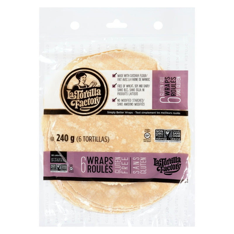 La Tortilla Factory Gluten Free Non GMO Tortilla Wraps, 240 g, 6 ct