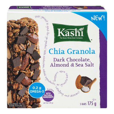 KASHI CHIA Granola Dark Chocolate, Almond & Sea Salt Bar 175g