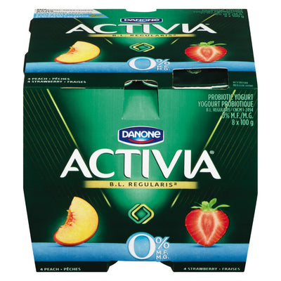 ACTIVA Peach/Strawberry Fat Free Yogurt 100g x 8