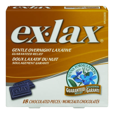 EX-LAX Gentle Overnight Laxative Chocolated Pieces 18's