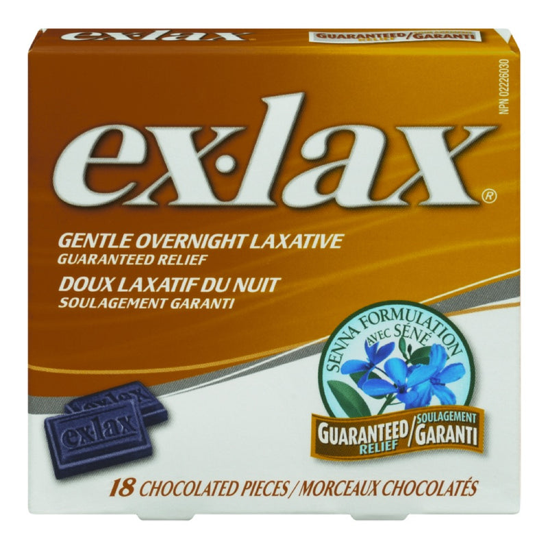 EX-LAX Gentle Overnight Laxative Chocolated Pieces 18's