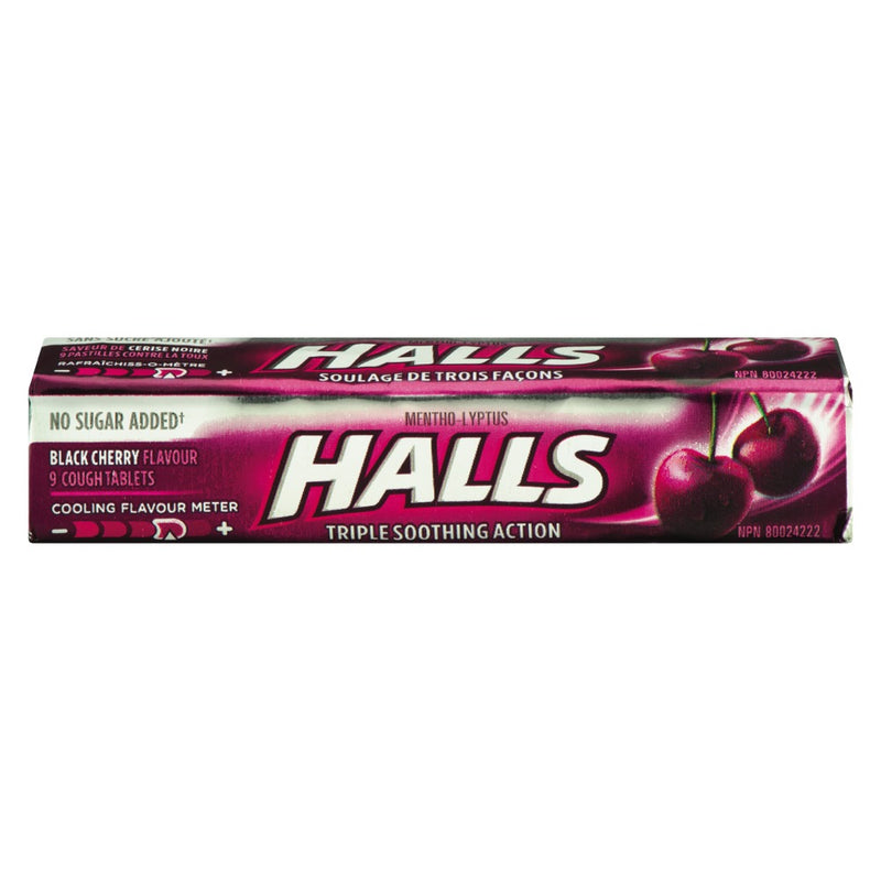 HALLS Triple Soothing Action Black Cherry Flavour Cough Tablets 9's
