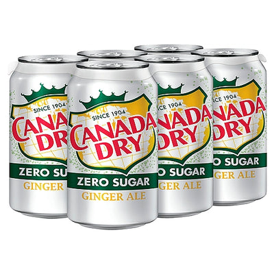 Canada Dry Zero Sugar Ginger Ale, 355 mL, 6 ct