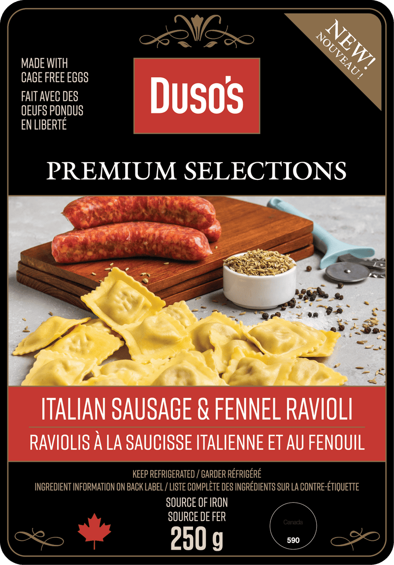 Duso's Italian Sausage & Fennel Ravioli, 250 g