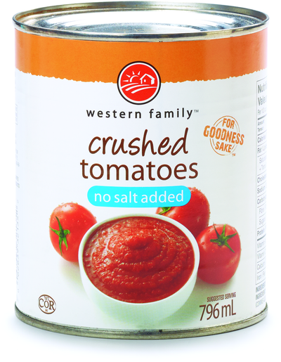 WESTERN FAMILY Crushed Tomatoes No Salt 796ml