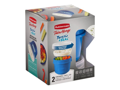 Rubbermaid Take Alongs Twist & Seal Leakproof 2.1 Cup Containers + Trays + Lids, 2 ct