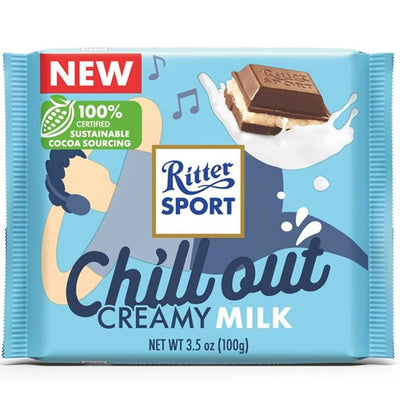 Ritter Sport Creamy Milk and Chocolate Chill Out Candy Bar, 3.5 oz
