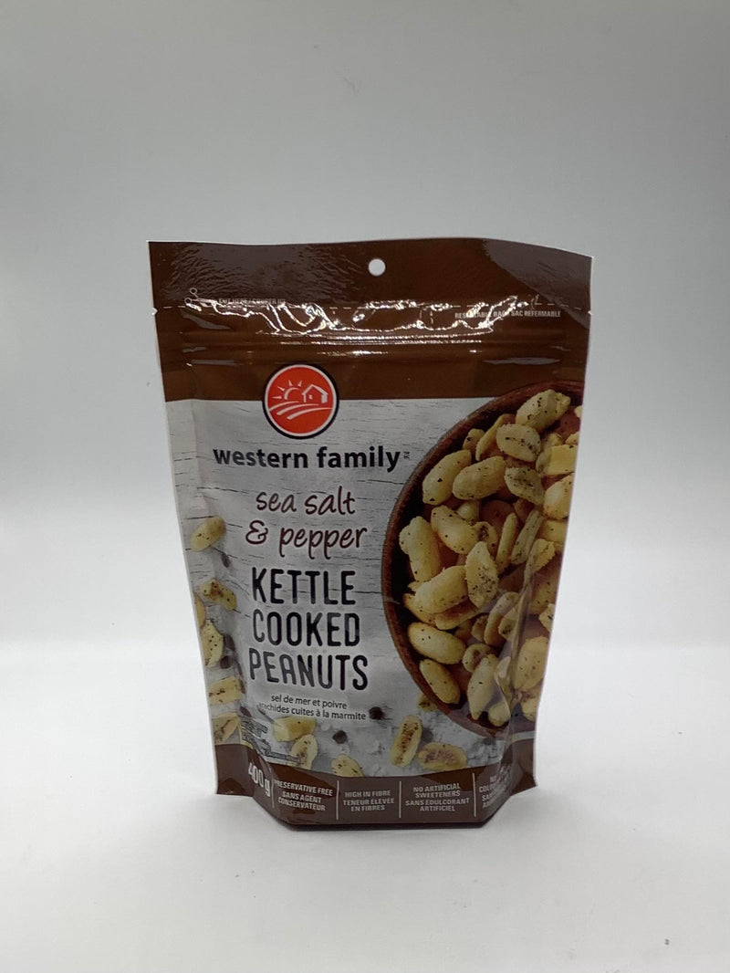 Western Family Sea Salt & Pepper Kettle Cooked Peanuts, 400 g