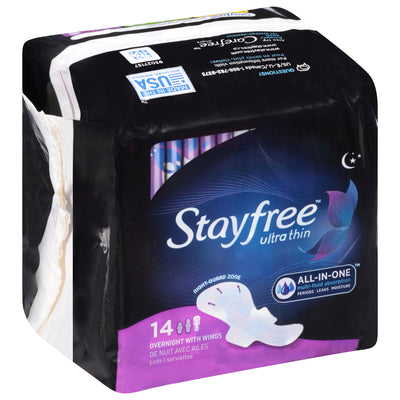 STAYFREE Ultra Thin Pads Overnight with Wings