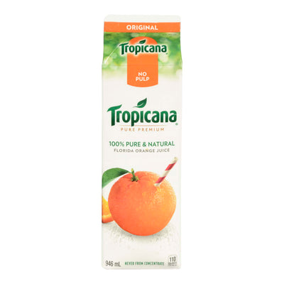TROPICANA No Pulp Original 100% Pure and Natural Orange Juice 946ml