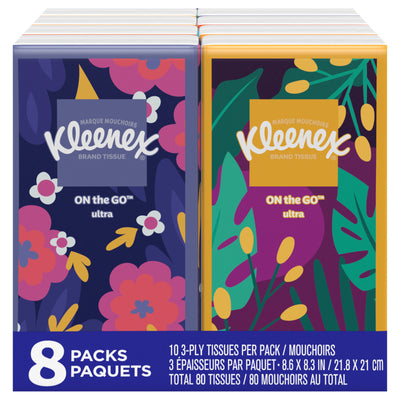 KLEENEX Pocket Pack Facial Tissue 8 Pack