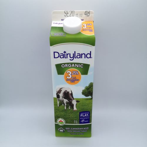 Dairyland Organic 3.25% Milk, 1 l