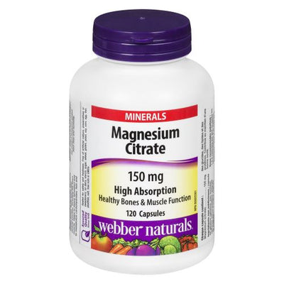 Webber Naturals High Absorption 150 mg Magnesium Citrate Capsules, 120 ct