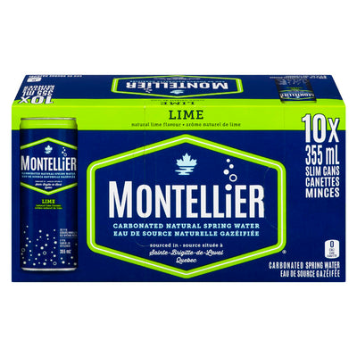 Montellier Lime Carbonated Natural Spring Water, 355 mL, 10 ct
