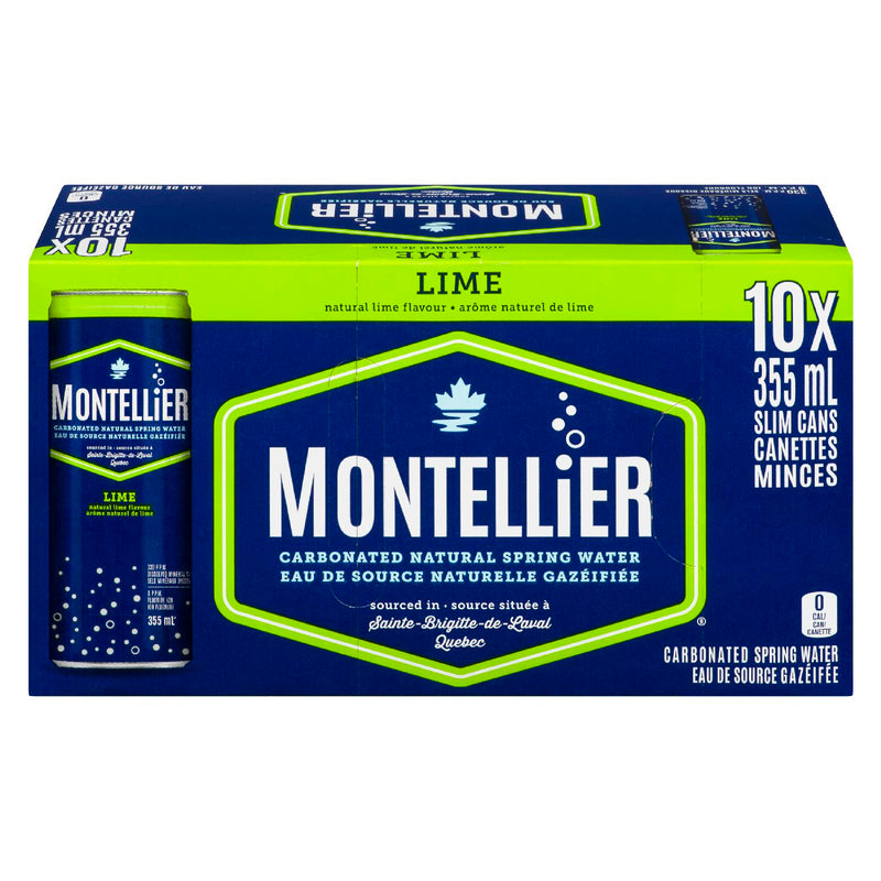 Montellier Lime Carbonated Natural Spring Water, 355 mL, 10 ct