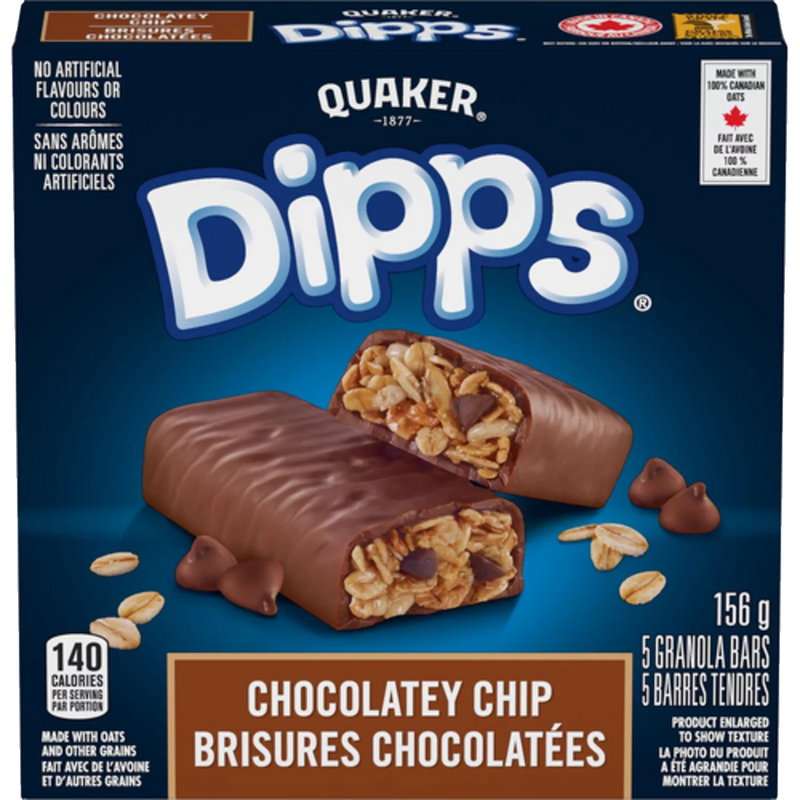 QUAKER Dipps Chocolate Chip Granola Bars 156g