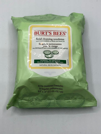 Burt's Bees Cucumber Normal To Dry Skin Facial Cleaning Towelettes, 30 ct