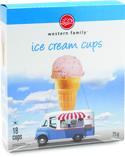 Western Family 18 Ice Cream Cups Cones, 75 g