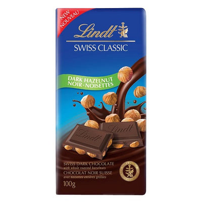 Lindt Swiss Classic Dark Hazelnut Swiss Dark Chocolate, 100 g