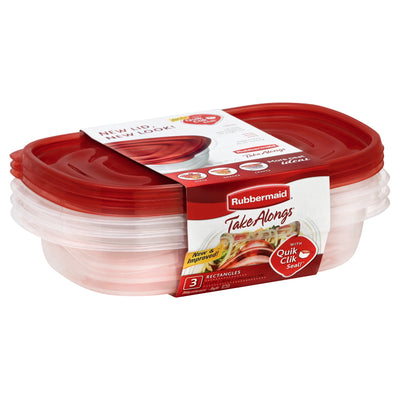 RUBBERMAID Rectangle 4 Cups Containers with Lids 3 Pack