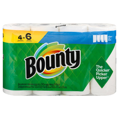Bounty White Select-A-Size Single Plus Rolls 2-Ply Paper Towels, 4 rolls