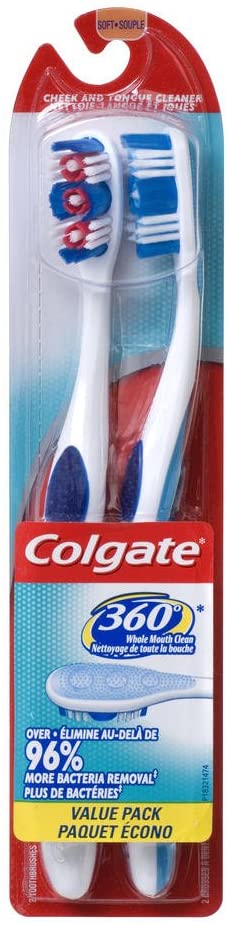 Colgate 360 Soft Toothbrush Value Pack, 2 ct