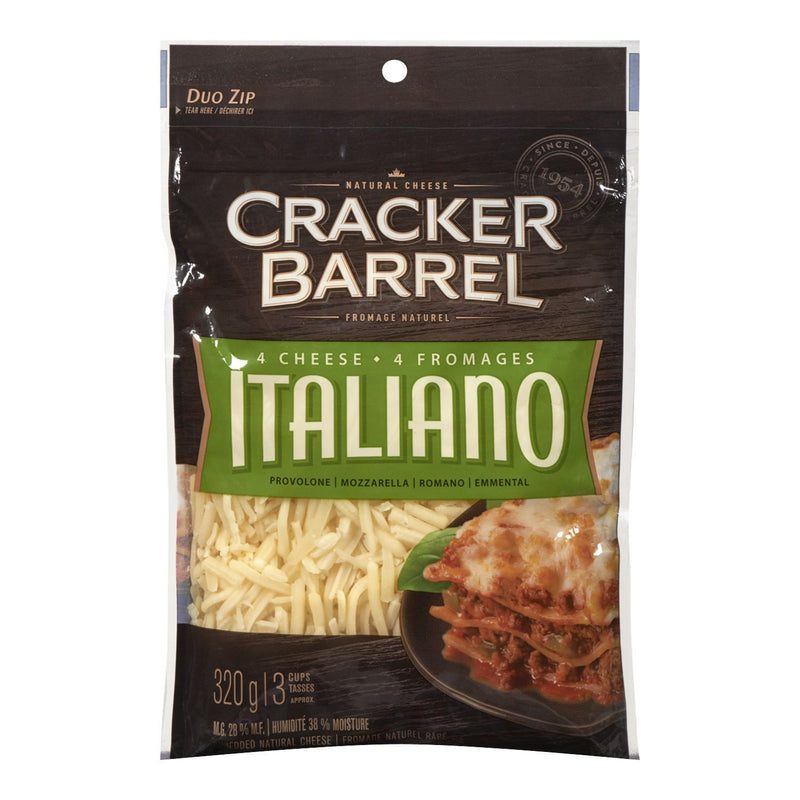 CRACKER BARREL Italiano 4 Cheese Shredded Cheese Blend 320g