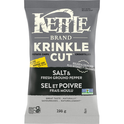 Kettle Krinkle Cut Salt & Ground Pepper Potato Chips, 198 g